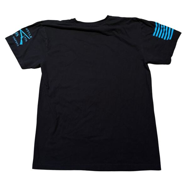 Grunt Style Black Blue Navy Skull X-Ray Graphic Short Sleeve Shirt Men's Medium - Picture 2 of 5